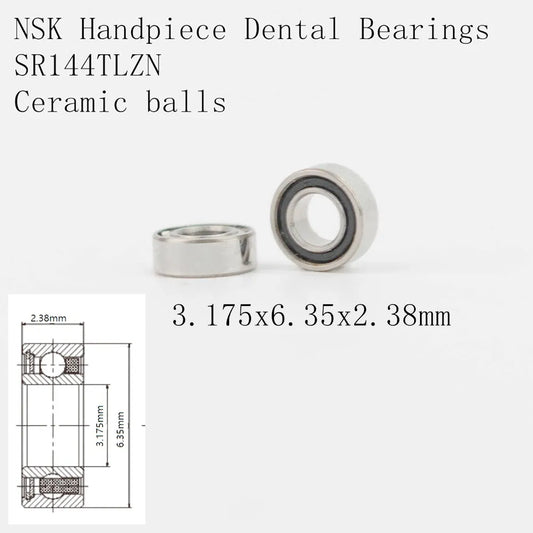 10pcs High Speed Handpiece Turbine Ceramic Laboratory Dental Bearings NSK RUCA SR144TLZN 3.175x6.35x2.38mm SR144