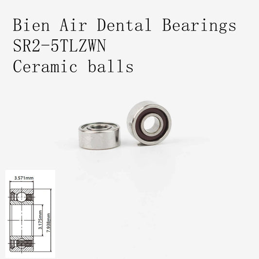 10pcs Super quality dental turbine bearings SR2-5TLZWN for Bien Air handpiece BORA PB 3.175x7.938x3.571mm